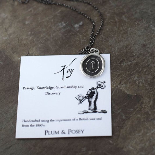 Plum and Posey Wax Seal Necklace: Victorian Skeleton Key