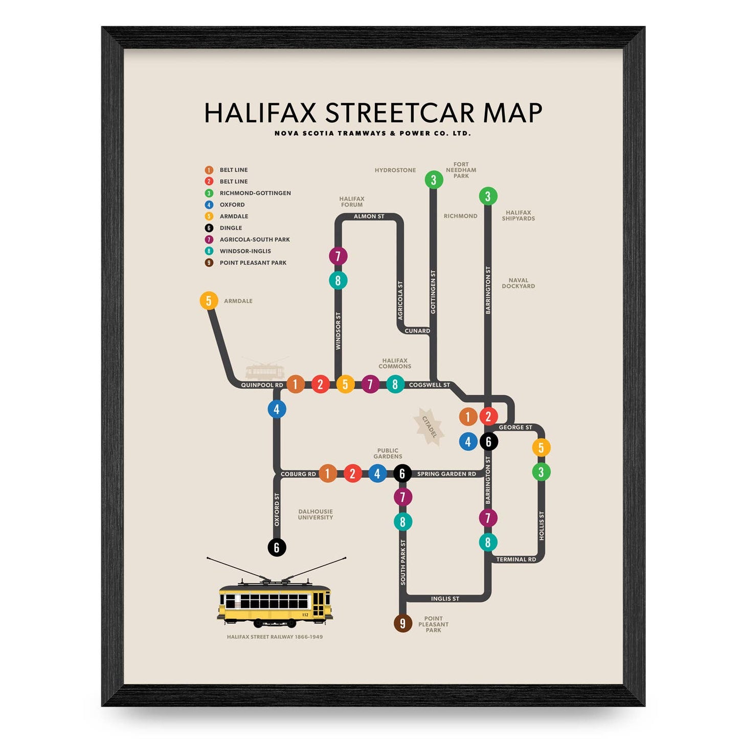 Halifax Streetcar Map Print