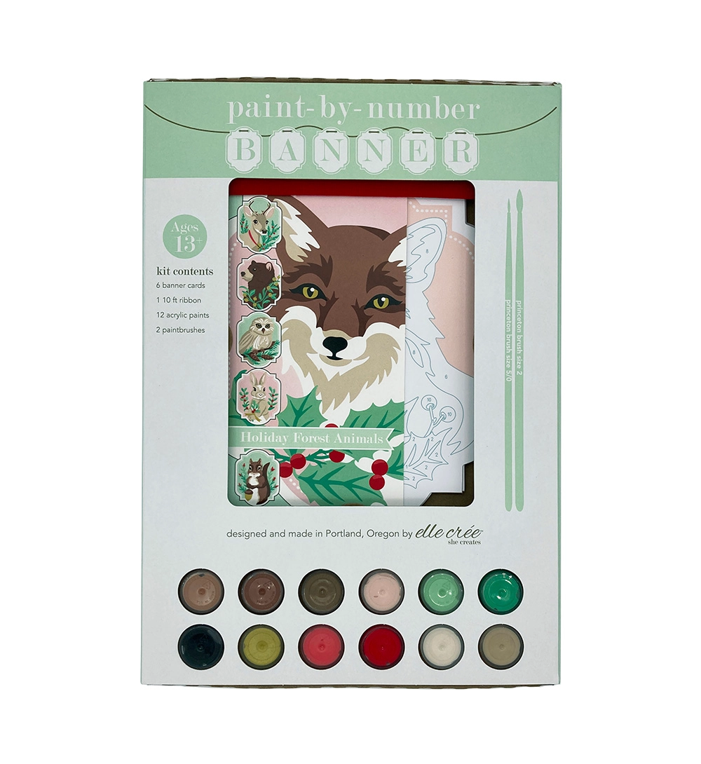Holiday Forest Animals Banner Paint-by-Numbers Kit
