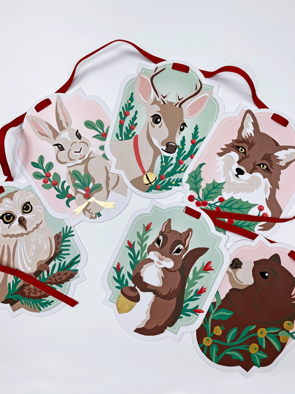 Holiday Forest Animals Banner Paint-by-Numbers Kit