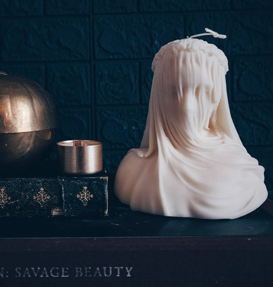 "Veiled Woman" pillar candle