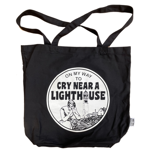 "Cry Near a Lighthouse" tote bag