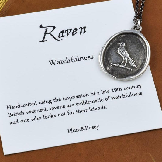 Plum and Posey Wax Seal Necklace: Raven