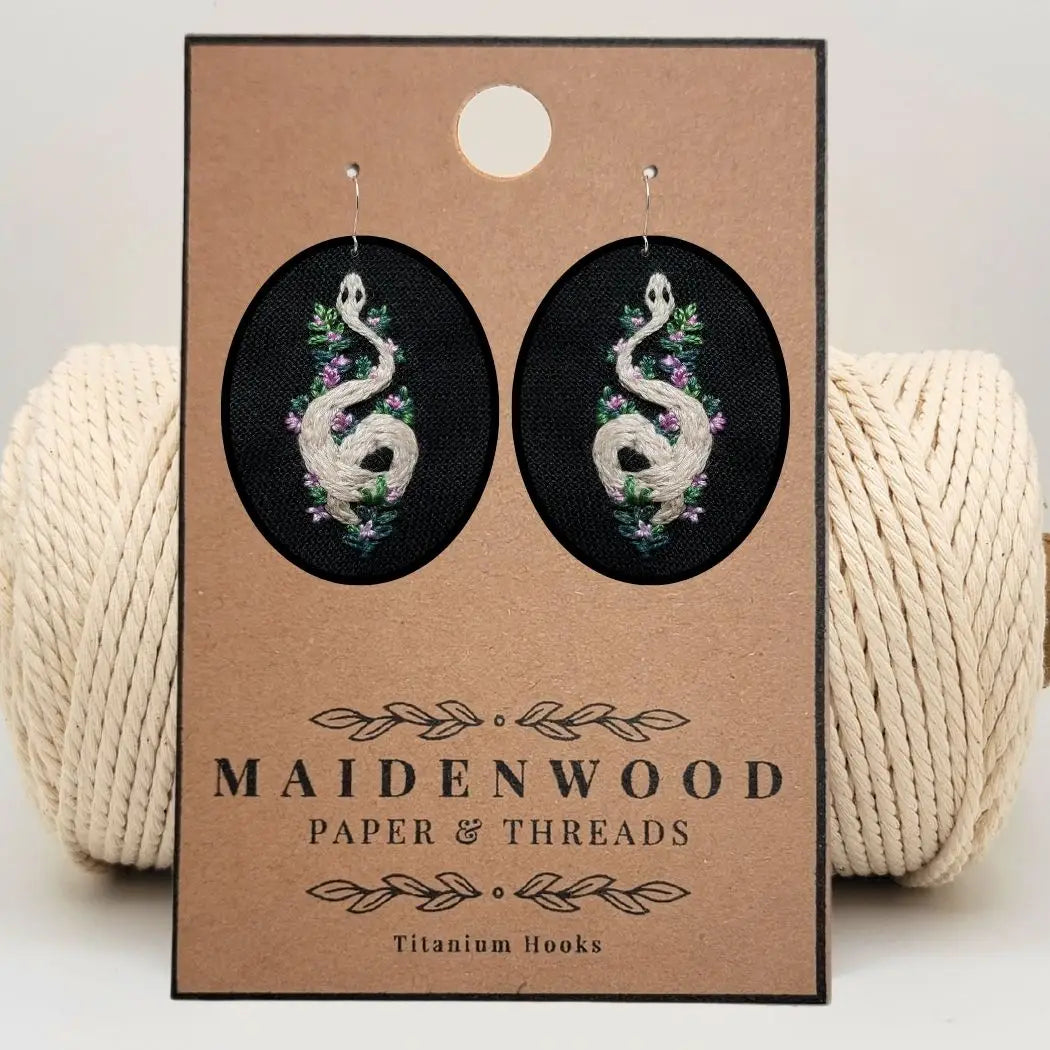 White Snake Earrings