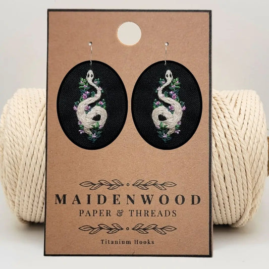 White Snake Earrings