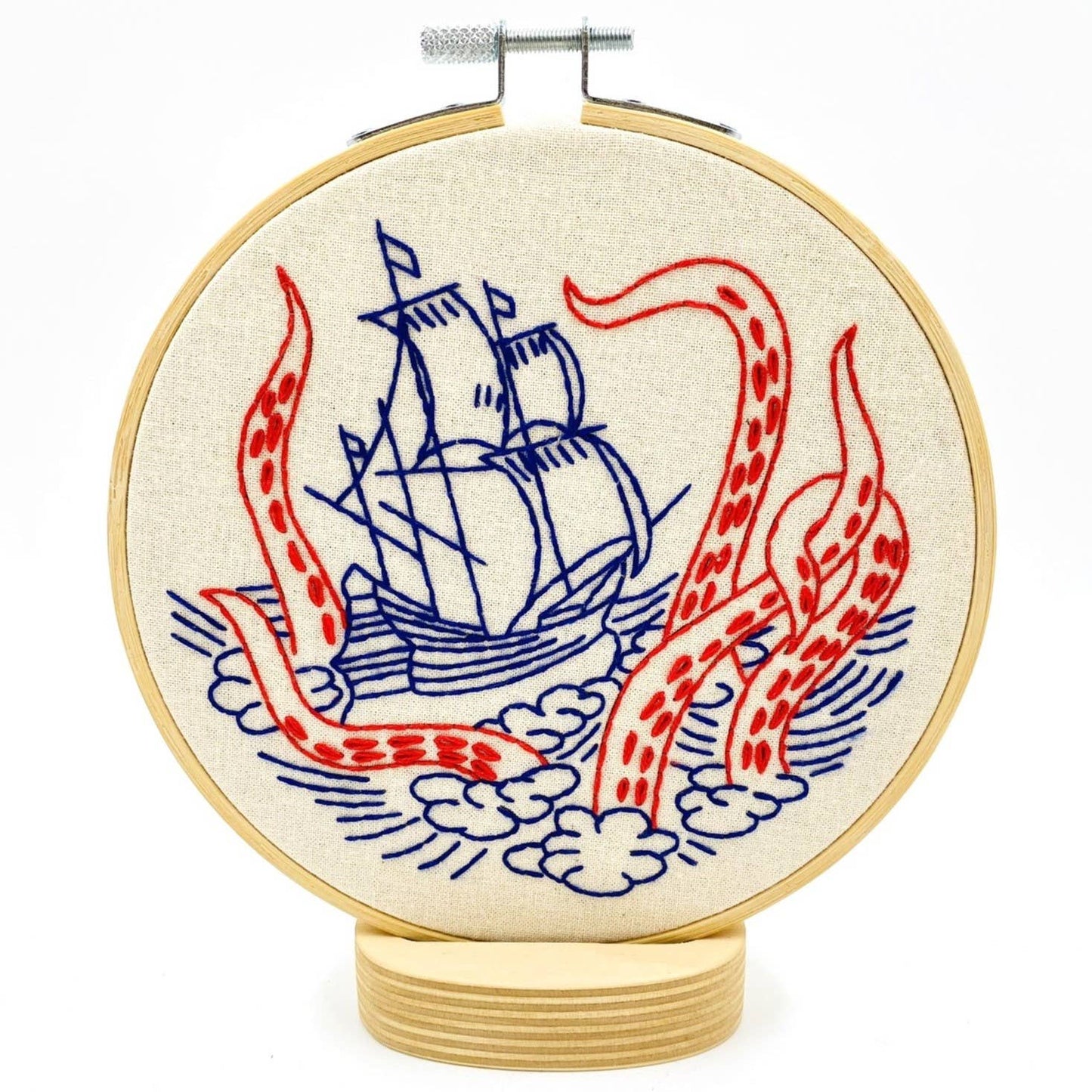 Kraken and Ship Embroidery Kit